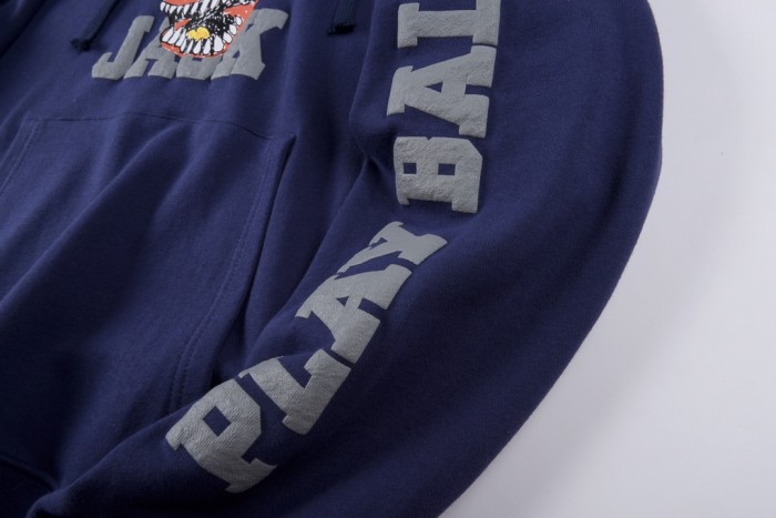 Storm skull foam print double arm letter print hoodie