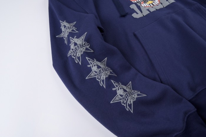 Storm skull foam print double arm letter print hoodie