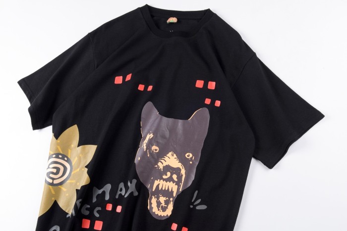 Black bear floral print short sleeve