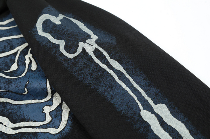 Skull pattern print zipper sweatshirt hoodie