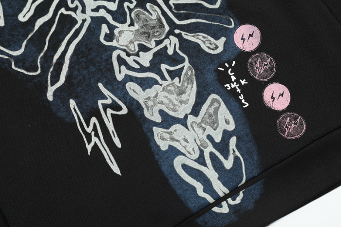 Skull pattern print zipper sweatshirt hoodie
