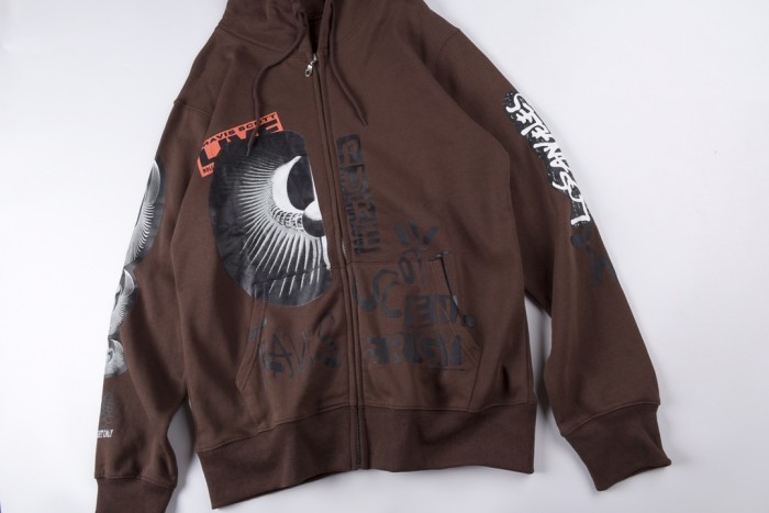 Los Angeles virus pattern print zipper sweatshirt hoodie