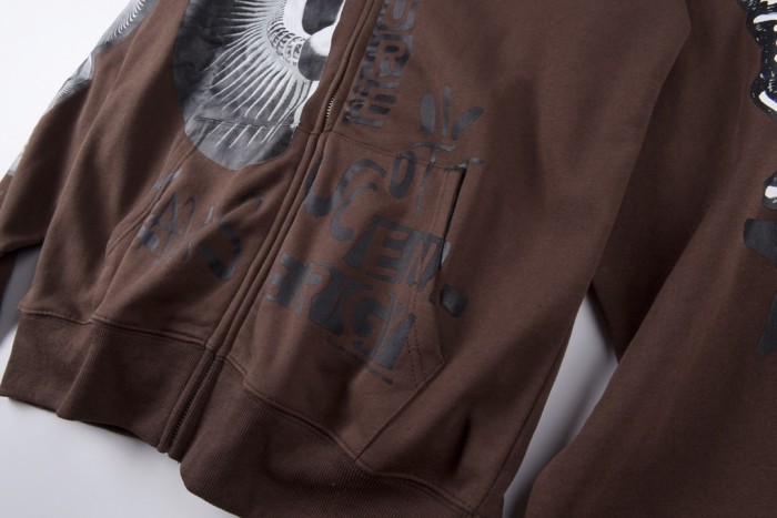 Los Angeles virus pattern print zipper sweatshirt hoodie