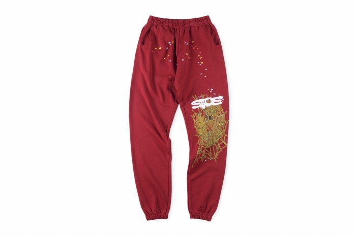 Stamping spider web starburst big red foam printed sweatpants