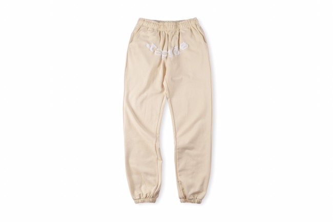 High street red spider web beige and white hair bubble print sweatpants