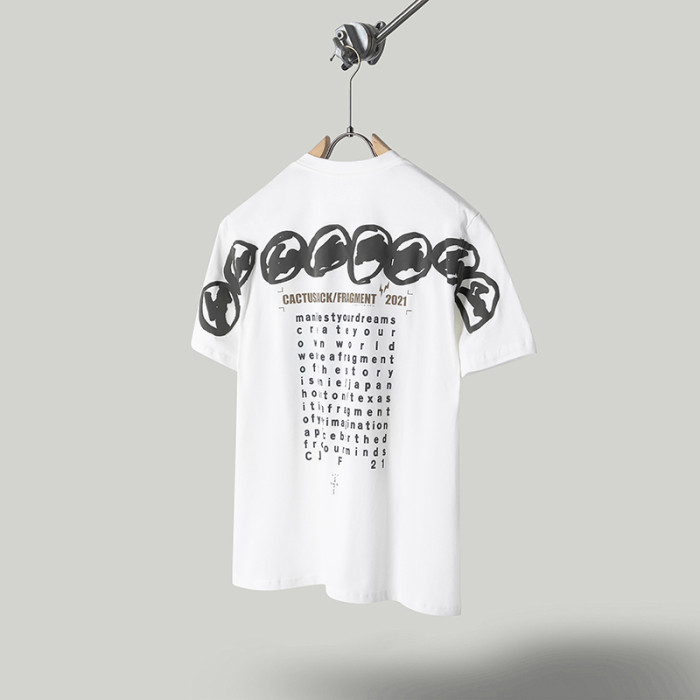 Logo letters foam print back badge cotton round neck tee
