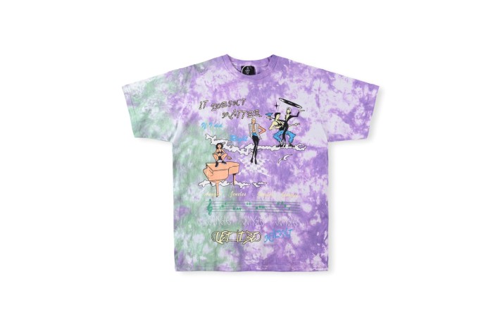 Tie-dye printed the music performance topic short sleeve tee