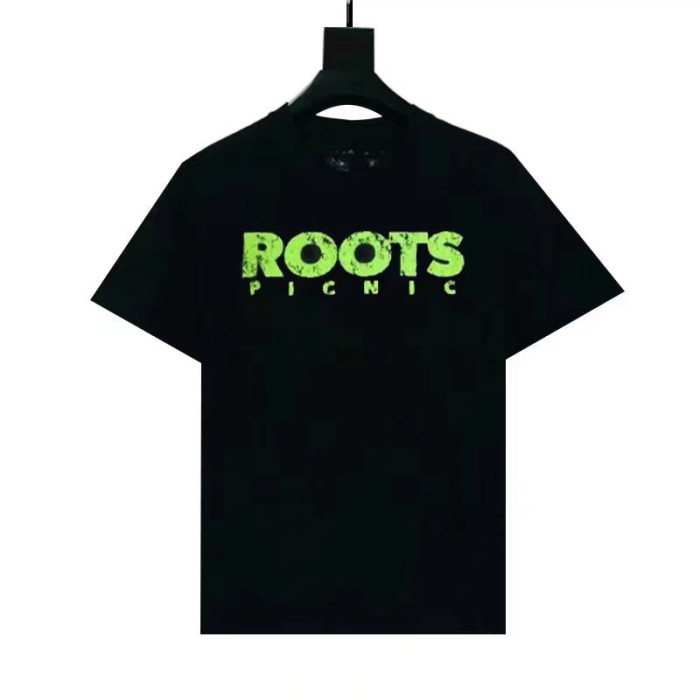 Large V fluorescent green small cracked letter foam print tee