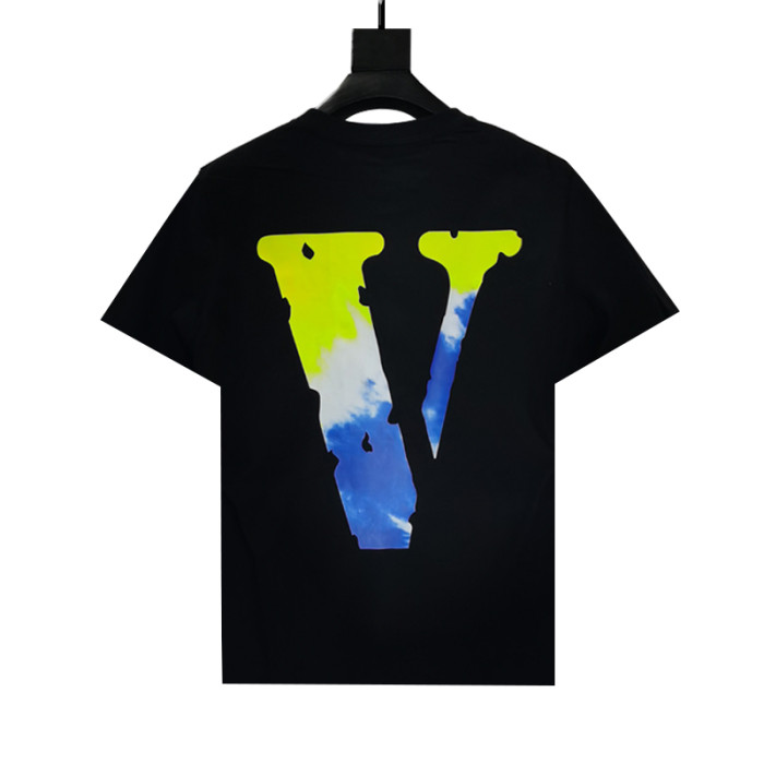 friends black & blue tie-dye large V printed tee