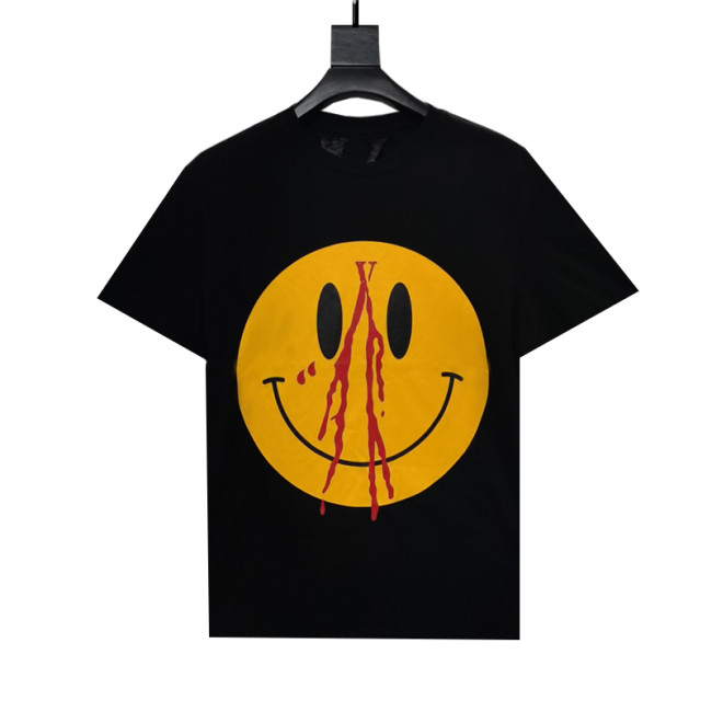 Getting hurt smiley face print short sleeve tee 2 colors
