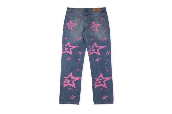 Dazzling five-point  star printed jeans
