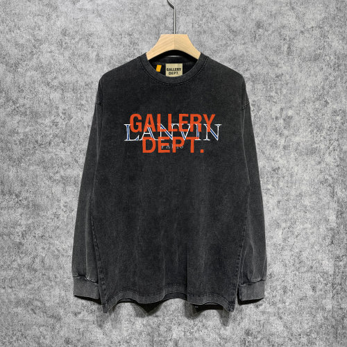 Ink blue washed old print long sleeve T-shirt