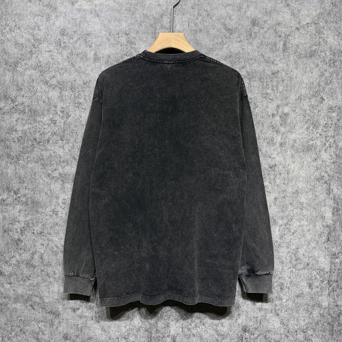 Ink blue washed old print long sleeve T-shirt