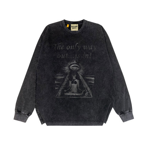 Way out meditation washed round neck print tee