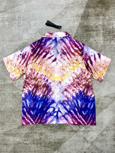 1:1 quality version Colorful tie-dye silk short sleeve shirt
