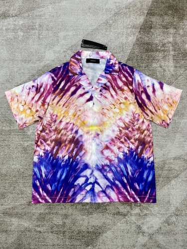 1:1 quality version Colorful tie-dye silk short sleeve shirt