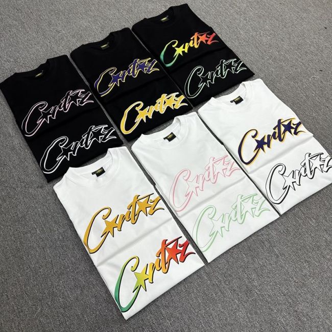 Gradient outline letter print short sleeve tee 12 colors