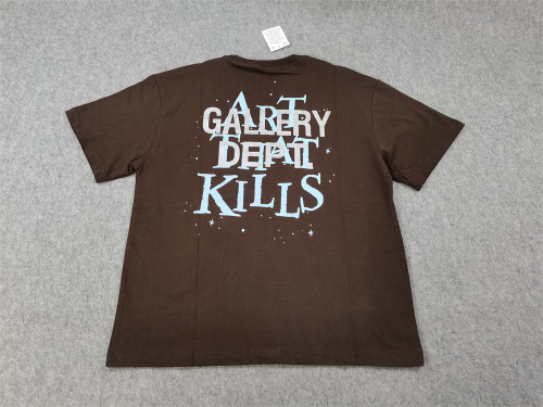 [buy more save more]  Eyeball made vintage print casual tee black curry