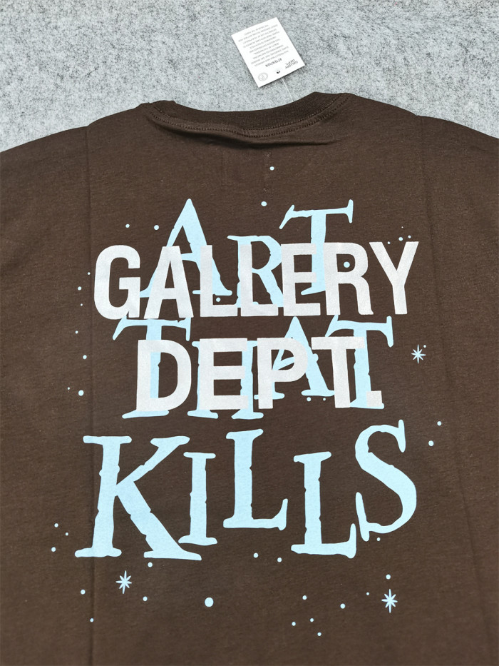[buy more save more]  Eyeball made vintage print casual tee black curry