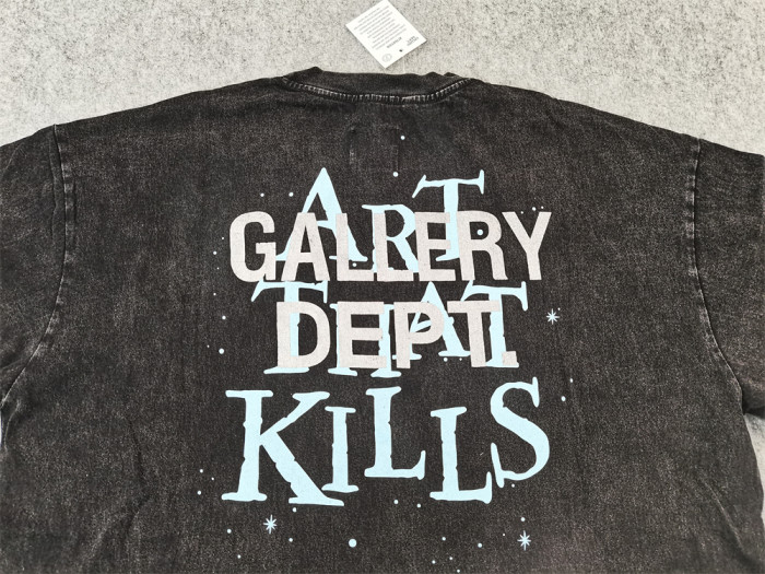 [buy more save more]  Eyeball made vintage print casual tee black curry