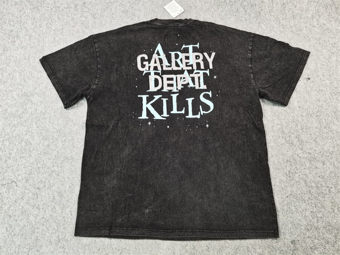 [buy more save more]  Eyeball made vintage print casual tee black curry