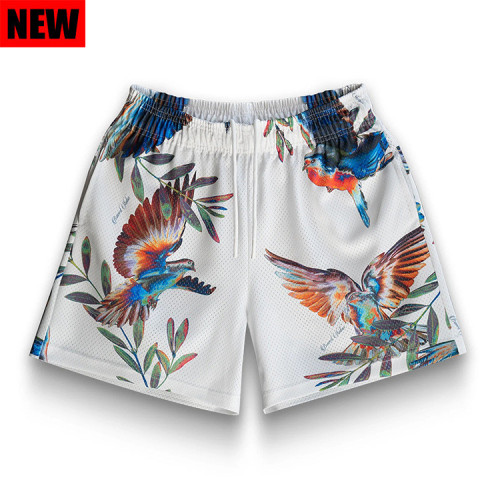 Spring Bird Scene Print Shorts 2 colors