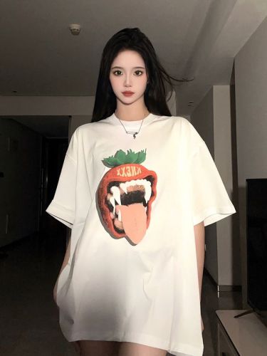 New big teeth monster fun print short sleeve tee