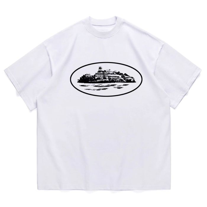 Chest island print loose tee 4 colors