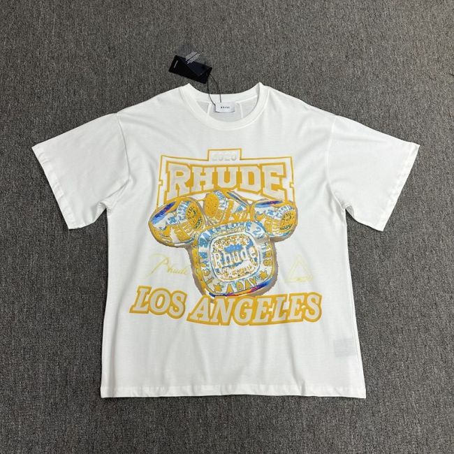 New Fun Gold Trimmed Letter Print Logo tee