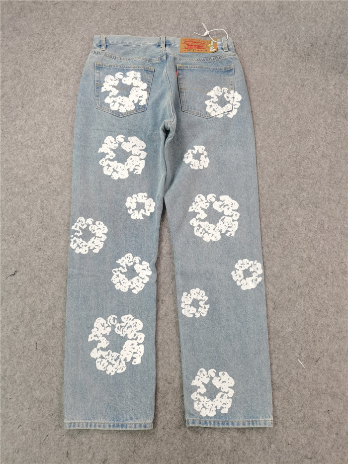 1:1 Quality Version Kapok Light Blue Denim Jeans