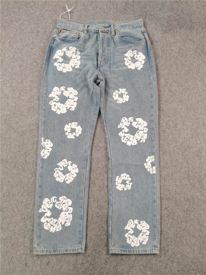 1:1 Quality Version Kapok Light Blue Denim Jeans