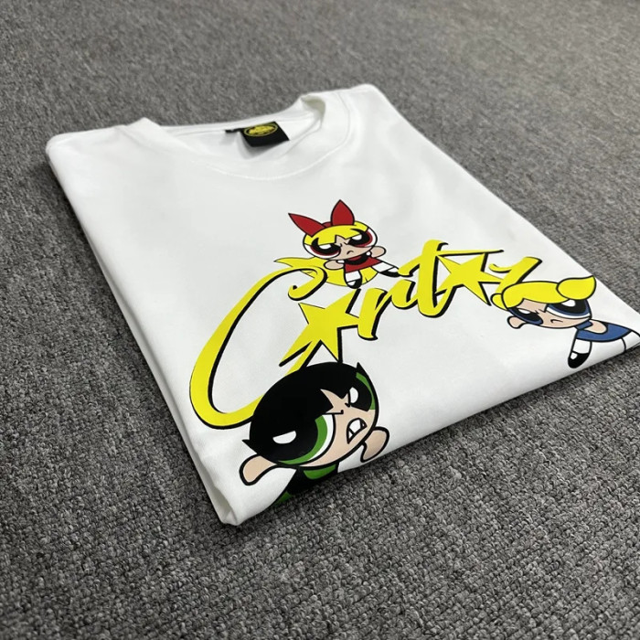 Three small cartoon character print tee