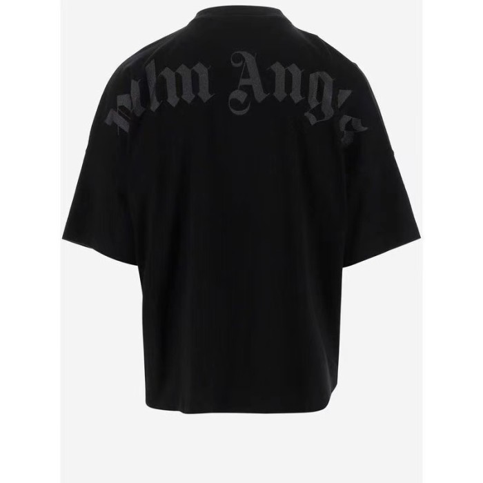 Black Paint Reflective Letter Print Short Sleeve