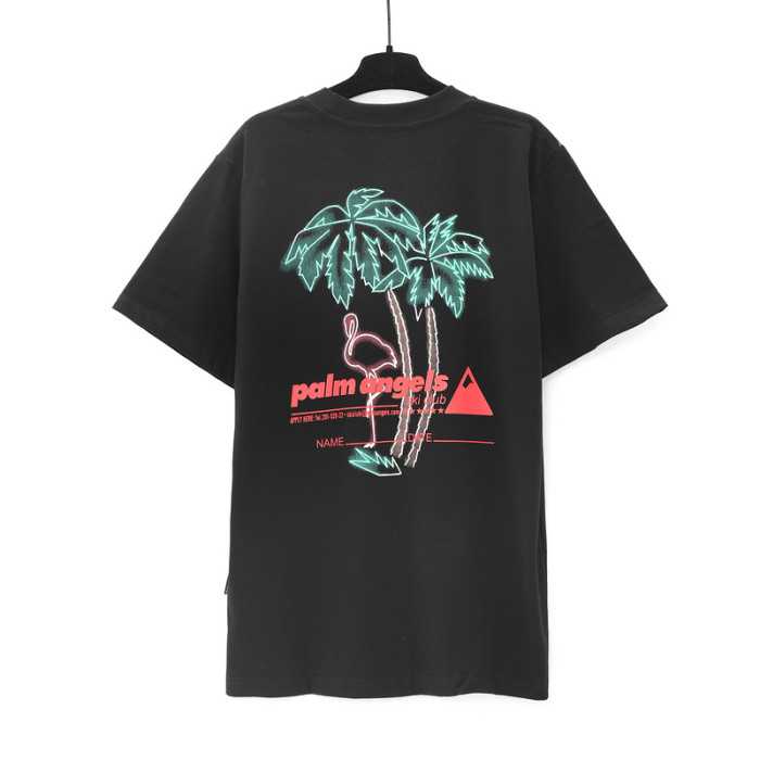 Fluorescent White Crane Coconut Print Short Sleeve
