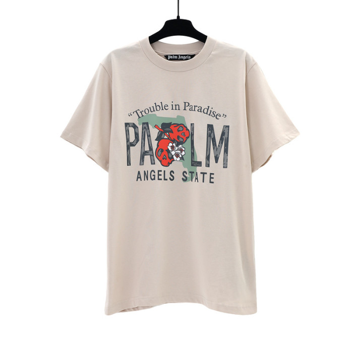 Floral Skull Camouflage Letter Print Short Sleeve Tee 2 colors