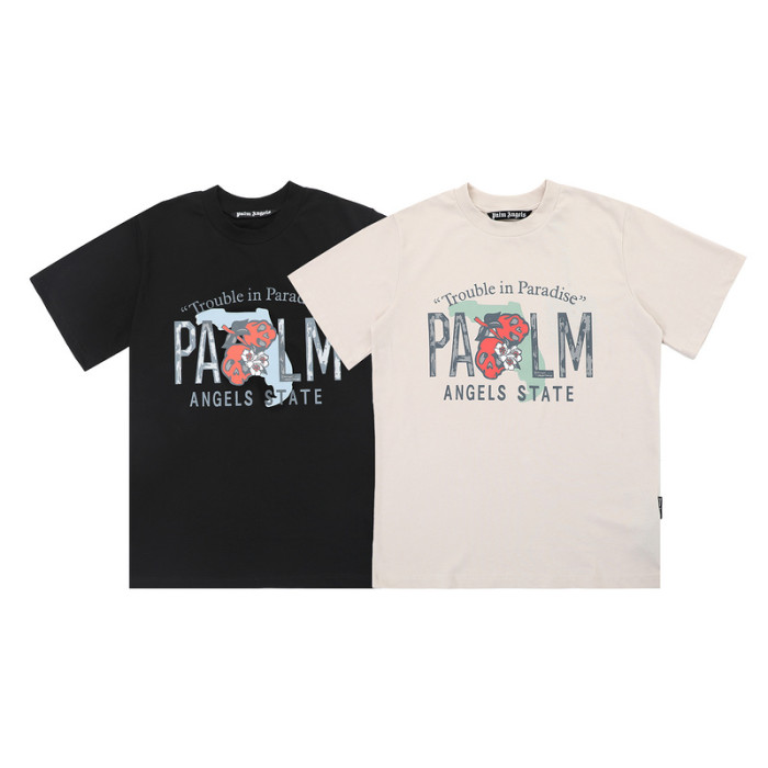 Floral Skull Camouflage Letter Print Short Sleeve Tee 2 colors