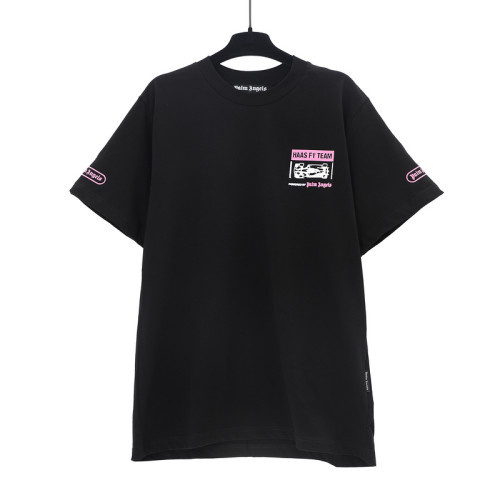 Front Simple Back Racing Print Short Sleeve Tee 2 colors