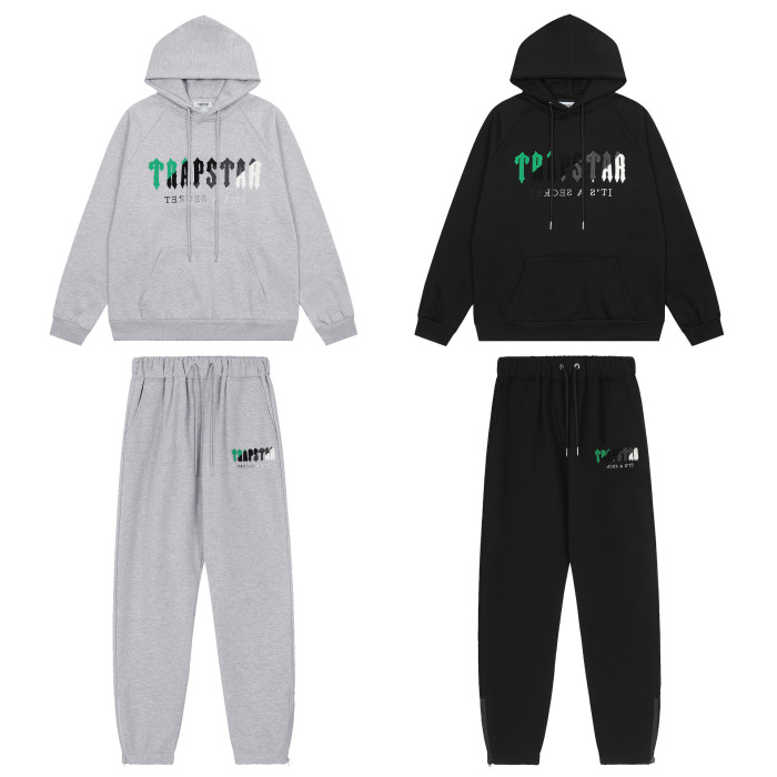 [50% Off]Green and Black Gradient Letter Towel Embroidered Hoodie 2 colors 22743377
