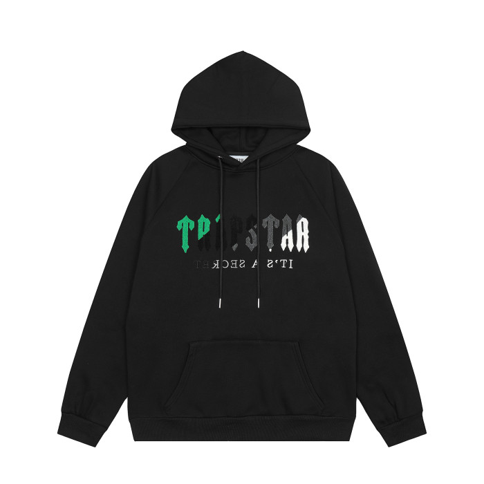 [50% Off]Green and Black Gradient Letter Towel Embroidered Hoodie 2 colors 22743377