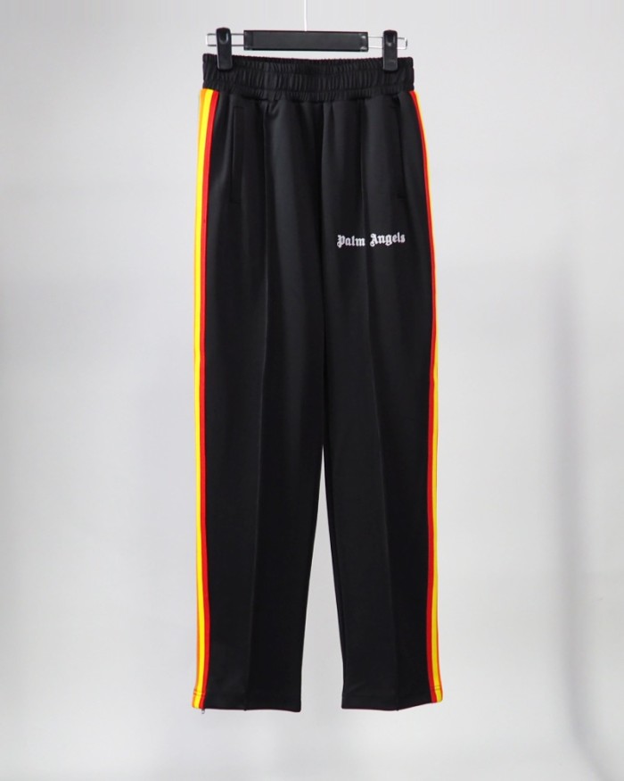 [50% Off]Palm Angels Rainbow stripe tracksuit sport pants black & white 22774243