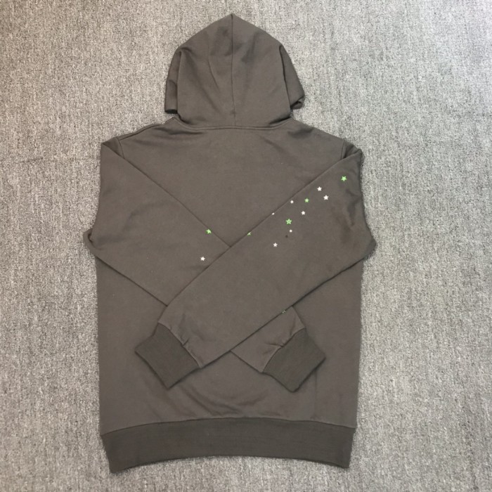 Green Foam Letter Spiderweb Print Hoodie