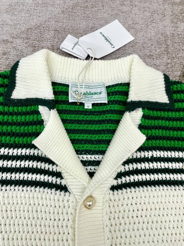 1:1 quality version Green And White Striped Short Sleeve Shirt