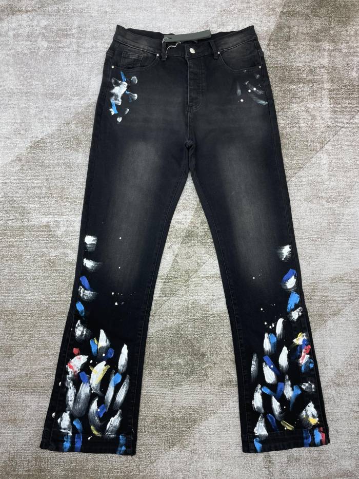 [buy more save more]  1:1 quality version Splash Ink Straight Button Row Jeans 2 colors 22814404