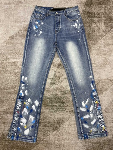 [buy more save more]  1:1 quality version Splash Ink Straight Button Row Jeans 2 colors