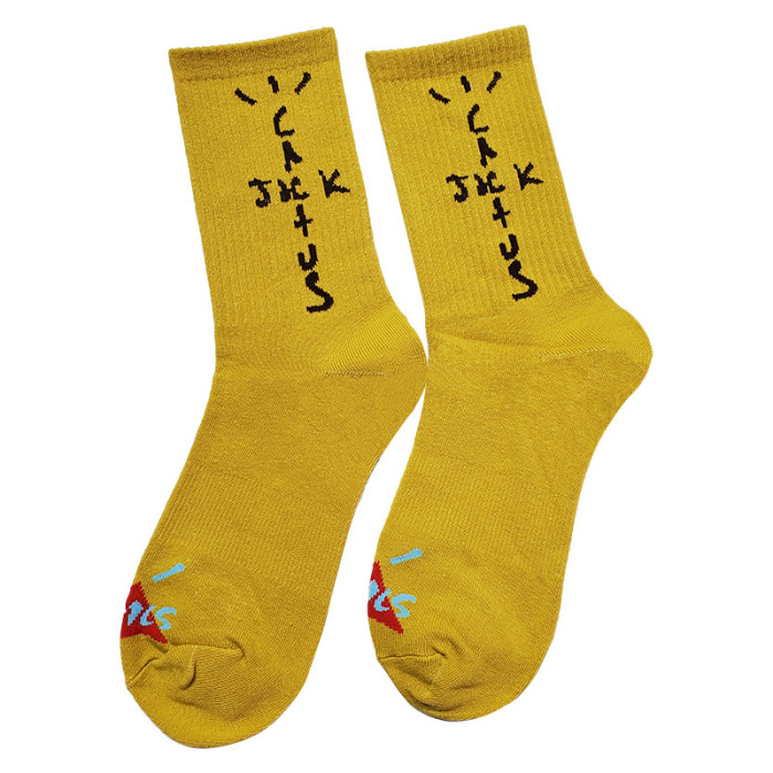 [buy more save more] Pineapple Cashew Flower Athletic Mid-Calf Socks