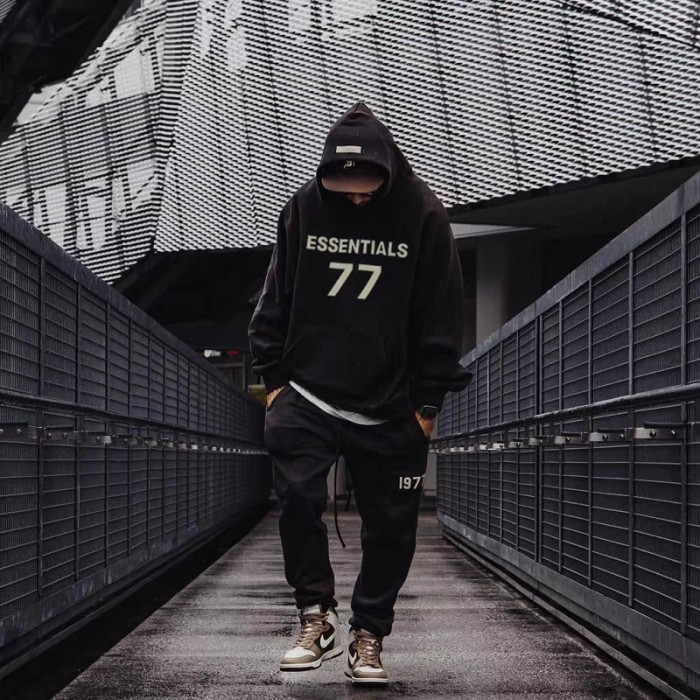 1:1 quality version 77 Flocked Pullover Sweatshirt Hoodie 2 Colors