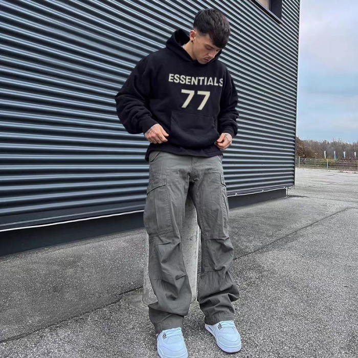 1:1 quality version 77 Flocked Pullover Sweatshirt Hoodie 2 Colors