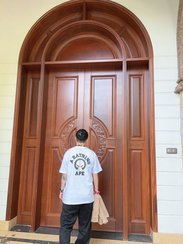 Skull monogrammed short sleeve at back tee 4colors