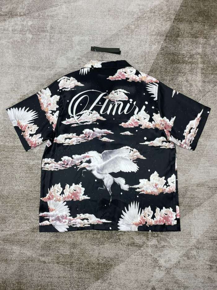 1:1 quality version Flying white horse silk  short sleeve  shirt
