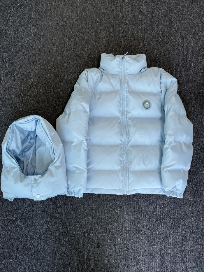 1:1 quality version Long Blue Cross Down Detachable Hood Jacket Jacket